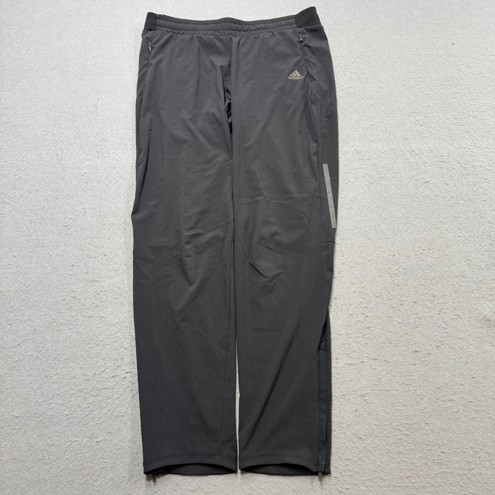 Adidas Running Pants Men's Medium Black Reflective Athletic Ankle Zip Sportswear
